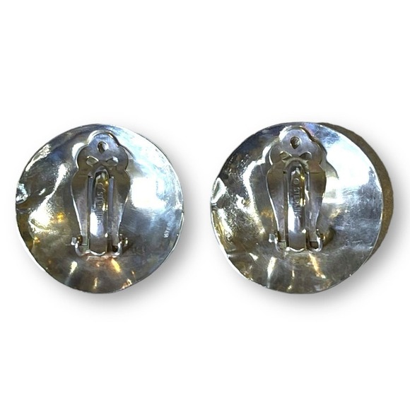 Sterling Silver Hallmarked Earrings Women’s Modern Avant-Garde Striped Clip On - Picture 3 of 6